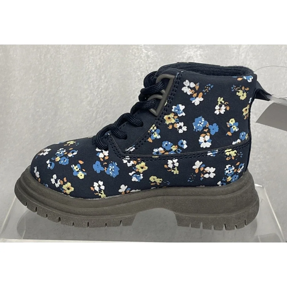 Oshkosh Floral Flower Print Blue‎ Fashion Boots Toddler Girls Size 5 NEW